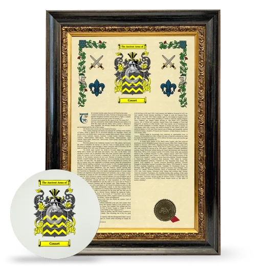 Cosset Framed Armorial History and Mouse Pad - Heirloom