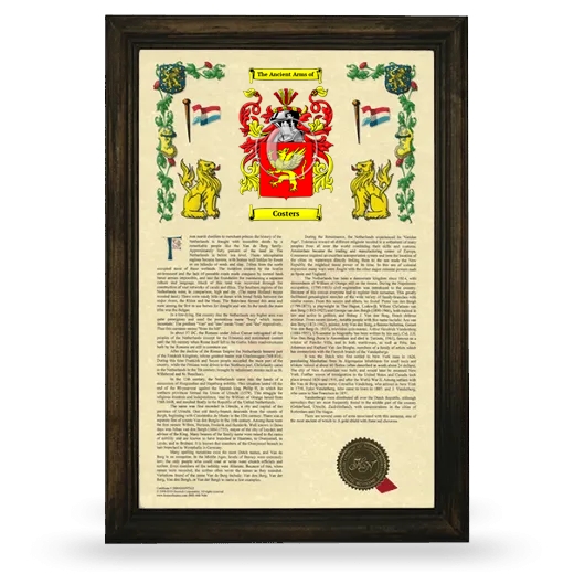 Costers Armorial History Framed - Brown