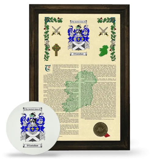 O'Costafant Framed Armorial History and Mouse Pad - Brown