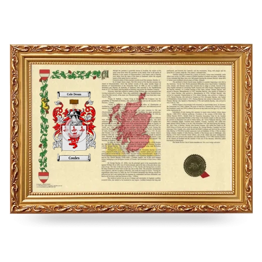 Coules Armorial Landscape Framed - Gold