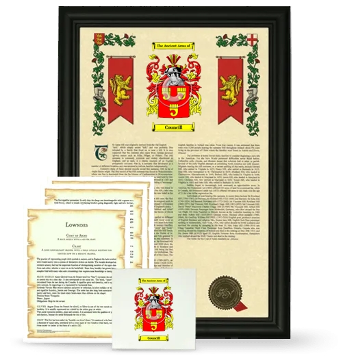 Councill Framed Armorial, Symbolism and Large Tile - Black