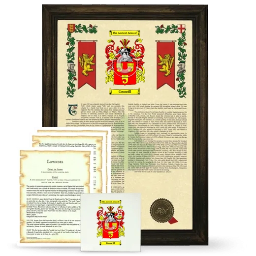 Councill Framed Armorial, Symbolism and Large Tile - Brown