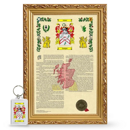 Cowper Framed Armorial History and Keychain - Gold