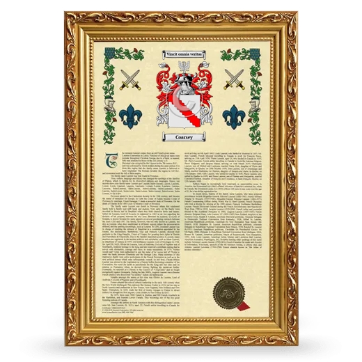 Coarsey Armorial History Framed - Gold