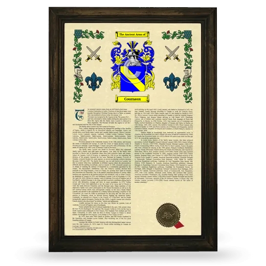 Cournaux Armorial History Framed - Brown