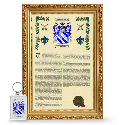 Couturier Framed Armorial History and Keychain - Gold