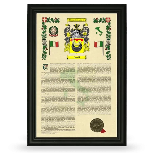 Covell Armorial History Framed - Black