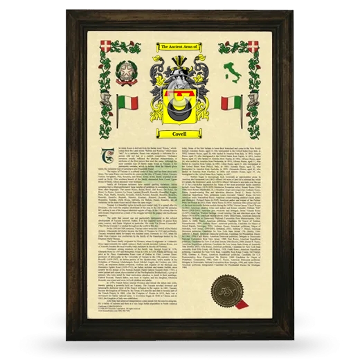 Covell Armorial History Framed - Brown