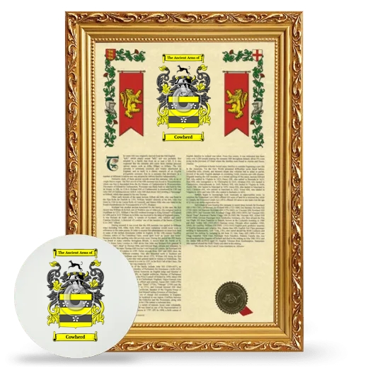 Cowherd Framed Armorial History and Mouse Pad - Gold