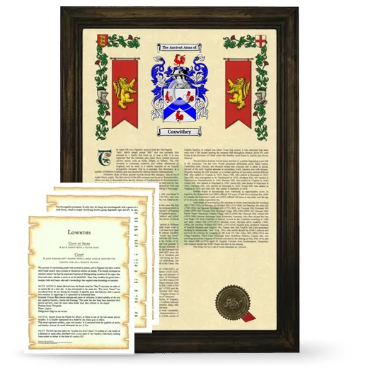 Coxwithey Framed Armorial History and Symbolism - Brown