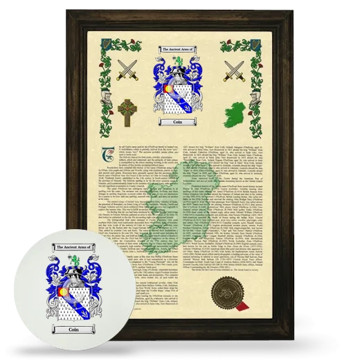 Coin Framed Armorial History and Mouse Pad - Brown