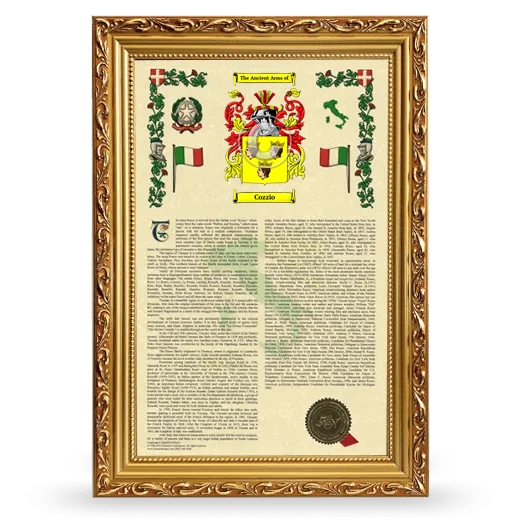 Cozzio Armorial History Framed - Gold