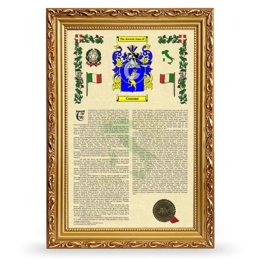 Cozzoni Armorial History Framed - Gold