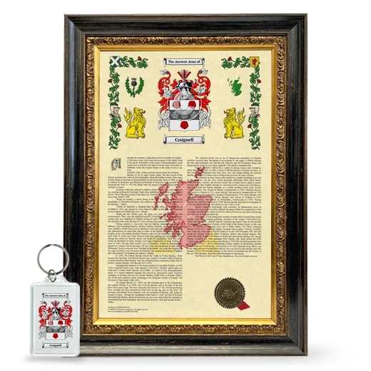 Craignell Framed Armorial History and Keychain - Heirloom