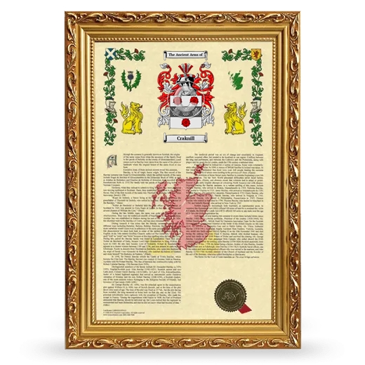 Craknill Armorial History Framed - Gold