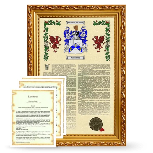 Craddock Framed Armorial History and Symbolism - Gold