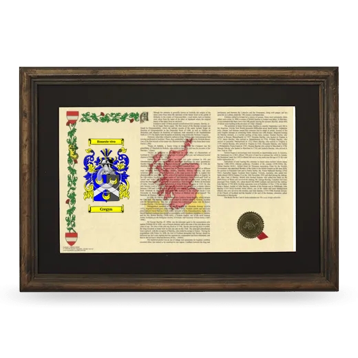 Cregyn Deluxe Armorial Landscape Framed - Brown