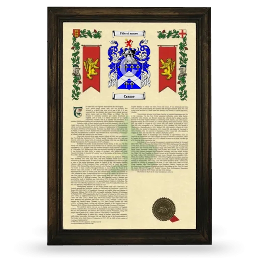Crame Armorial History Framed - Brown
