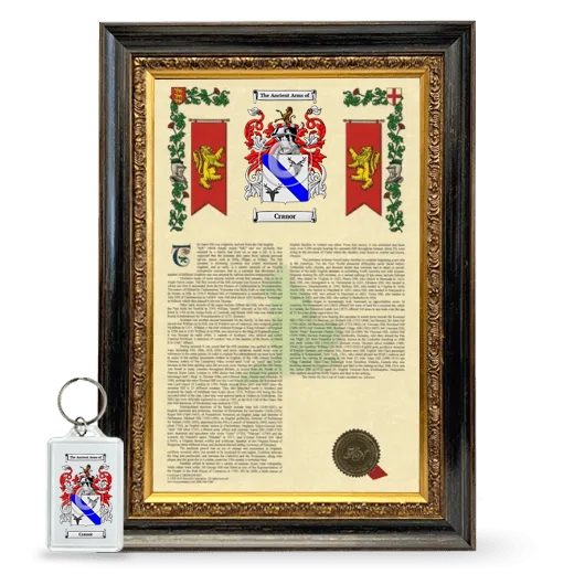 Cranor Framed Armorial History and Keychain - Heirloom