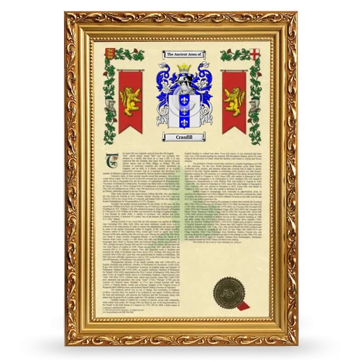 Cranfill Armorial History Framed - Gold