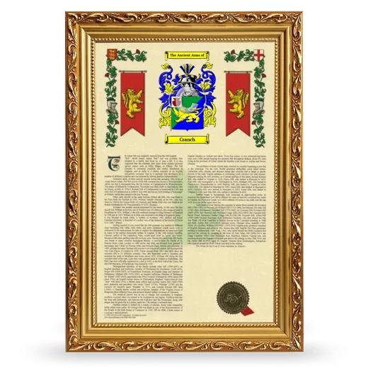 Cranch Armorial History Framed - Gold