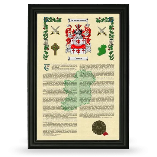 Cravan Armorial History Framed - Black