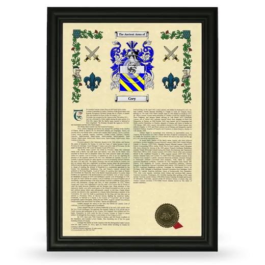 Crey Armorial History Framed - Black