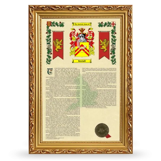 Kerriall Armorial History Framed - Gold