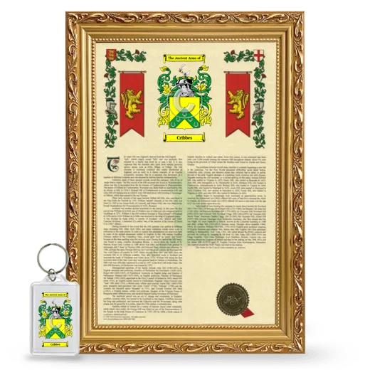 Cribbes Framed Armorial History and Keychain - Gold