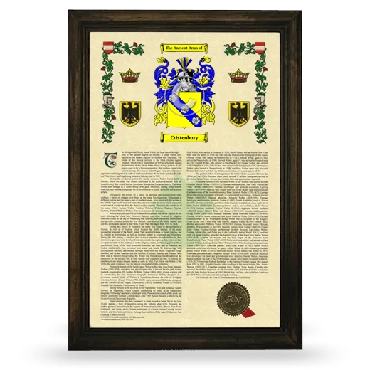 Cristenbury Armorial History Framed - Brown