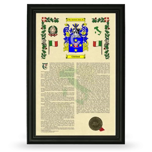 Cristiani Armorial History Framed - Black