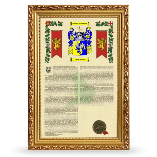 Croftombe Armorial History Framed - Gold