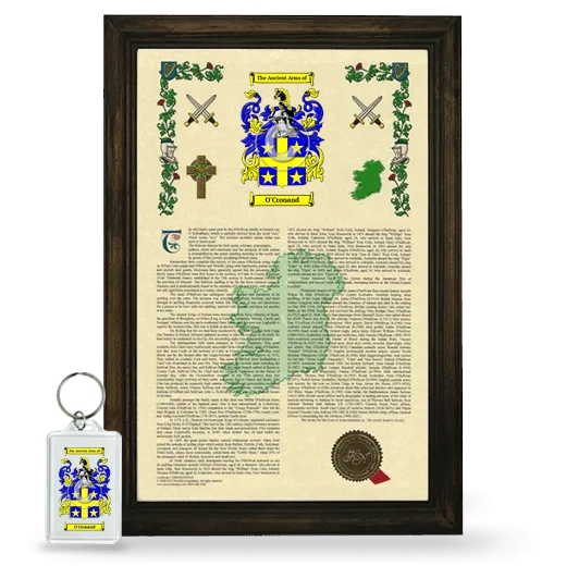 O'Cronand Framed Armorial History and Keychain - Brown