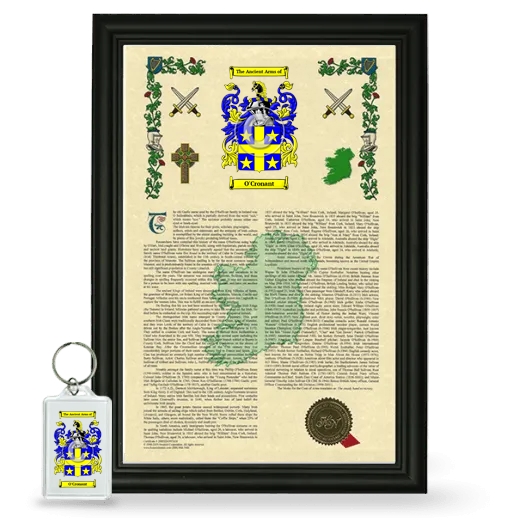 O'Cronant Framed Armorial History and Keychain - Black