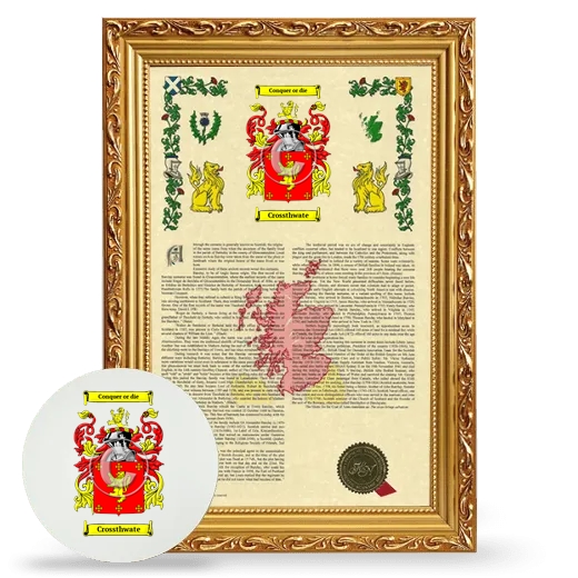 Crossthwate Framed Armorial History and Mouse Pad - Gold