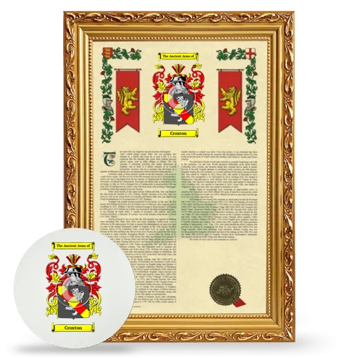 Croxton Framed Armorial History and Mouse Pad - Gold