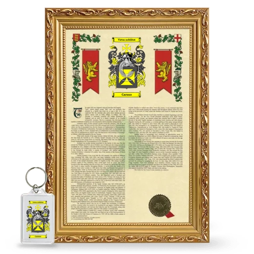 Caruso Framed Armorial History and Keychain - Gold