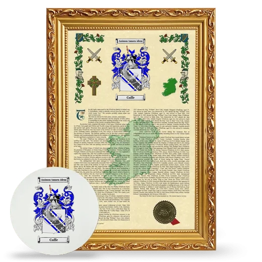 Cuffe Framed Armorial History and Mouse Pad - Gold