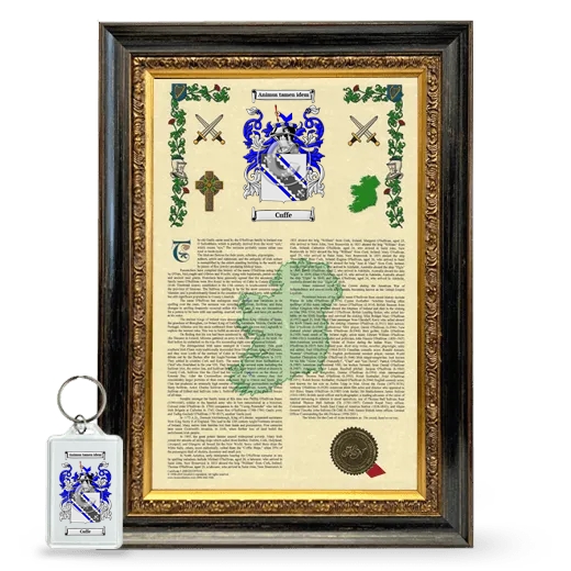 Cuffe Framed Armorial History and Keychain - Heirloom