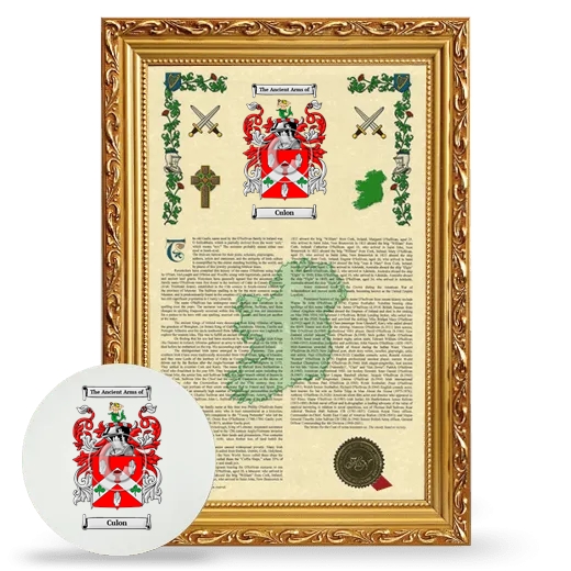 Culon Framed Armorial History and Mouse Pad - Gold