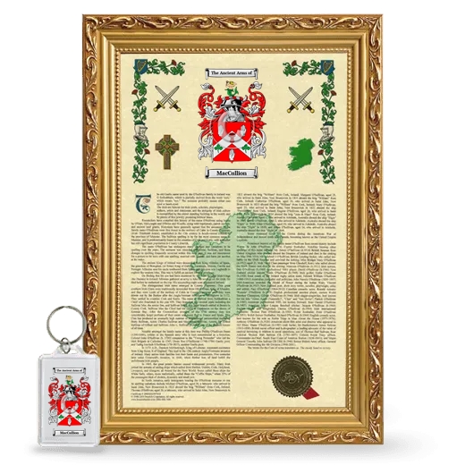 MacCullion Framed Armorial History and Keychain - Gold