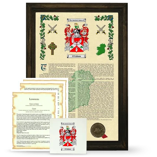 O'Culoon Framed Armorial, Symbolism and Large Tile - Brown