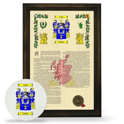 Combyn Framed Armorial History and Mouse Pad - Brown