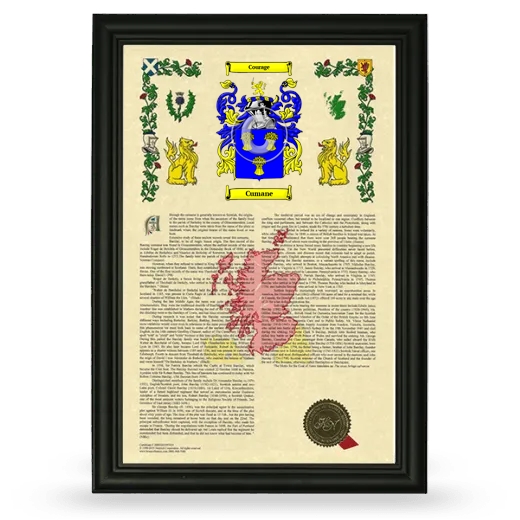 Cumane Armorial History Framed - Black