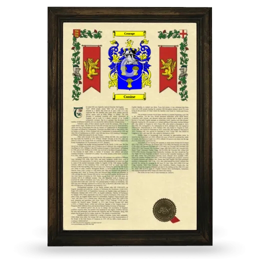 Cunine Armorial History Framed - Brown