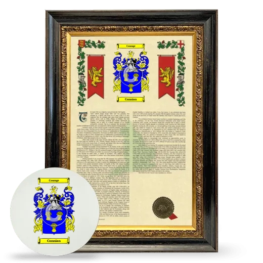 Cunnian Framed Armorial History and Mouse Pad - Heirloom