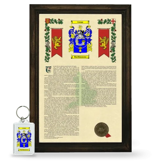 MacKimmons Framed Armorial History and Keychain - Brown