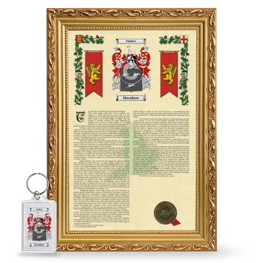 Macadoow Framed Armorial History and Keychain - Gold