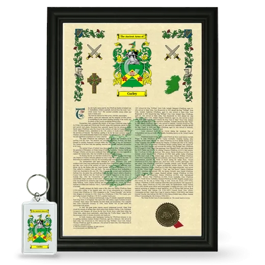 Curley Framed Armorial History and Keychain - Black