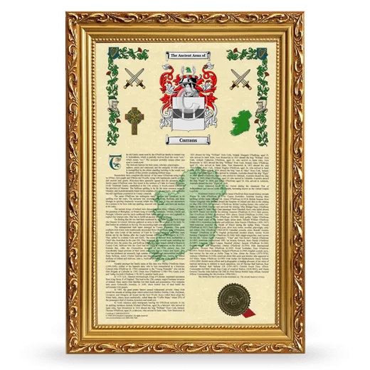 Currans Armorial History Framed - Gold